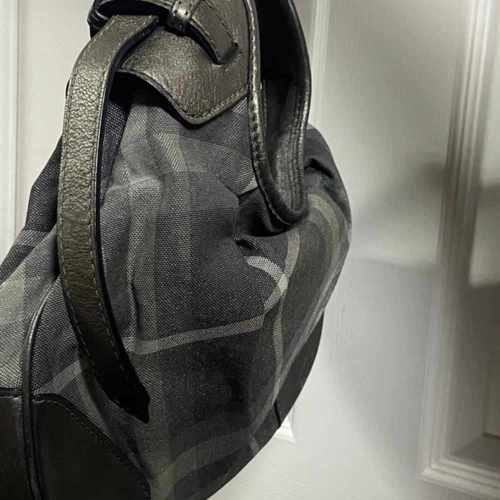 Burberry Black and Brown Plaid Leather Hobo Bag - Picture 12 of 14
